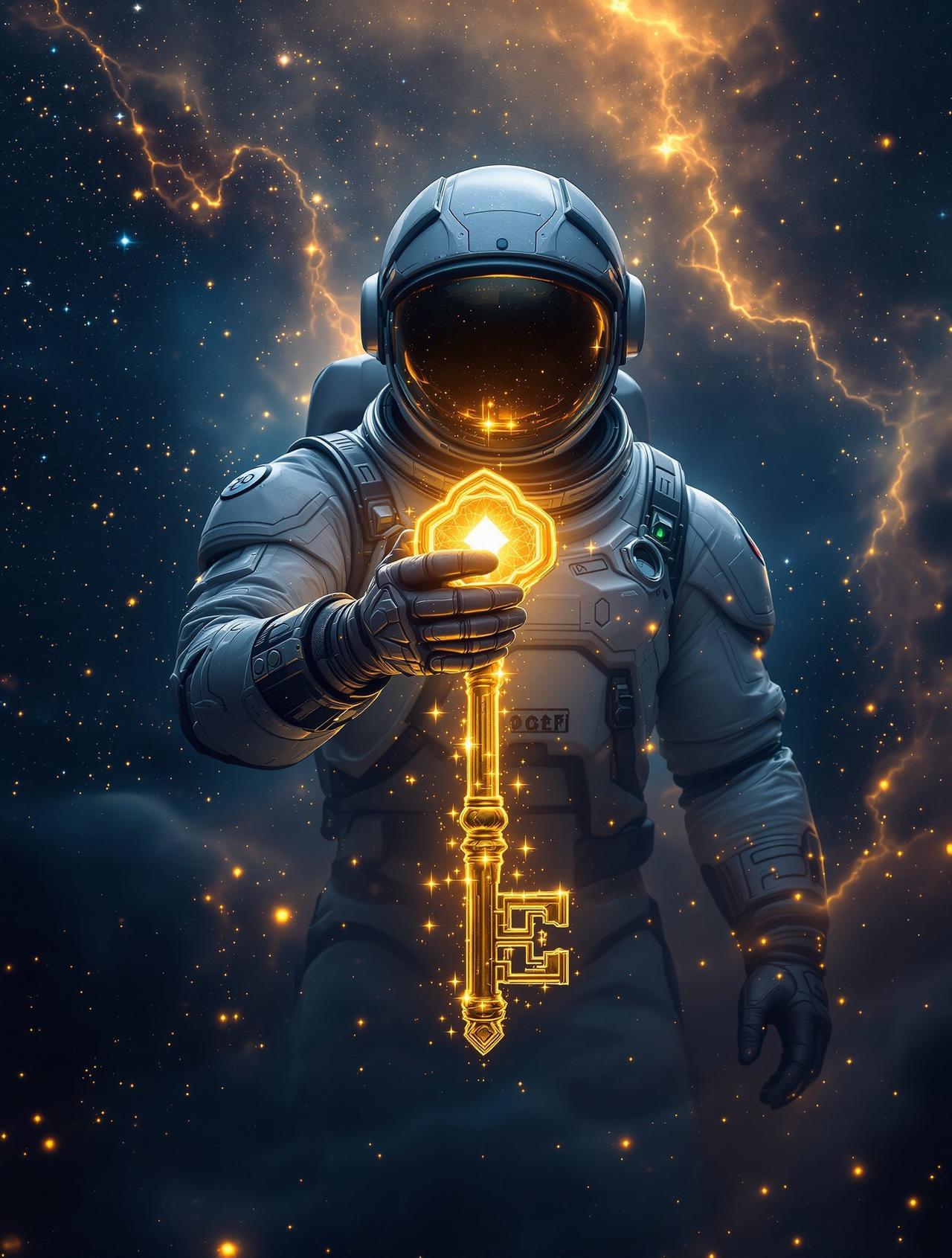短剧搜索链接热播作品《星河之钥》海报 — 星际探索者在一颗废弃星球上发现了一把来自上古文明的钥匙。这把